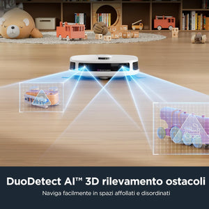 EUREKA J12 Ultra Robot Aspirapolvere e Lavapavimenti con Stazione, Evitamento Ostacoli AI 3D, Autosvuotante per 75 Giorni, Autopulente, Autoasciugante del mocio a 55°C, Navigazione LiDAR, WiFi