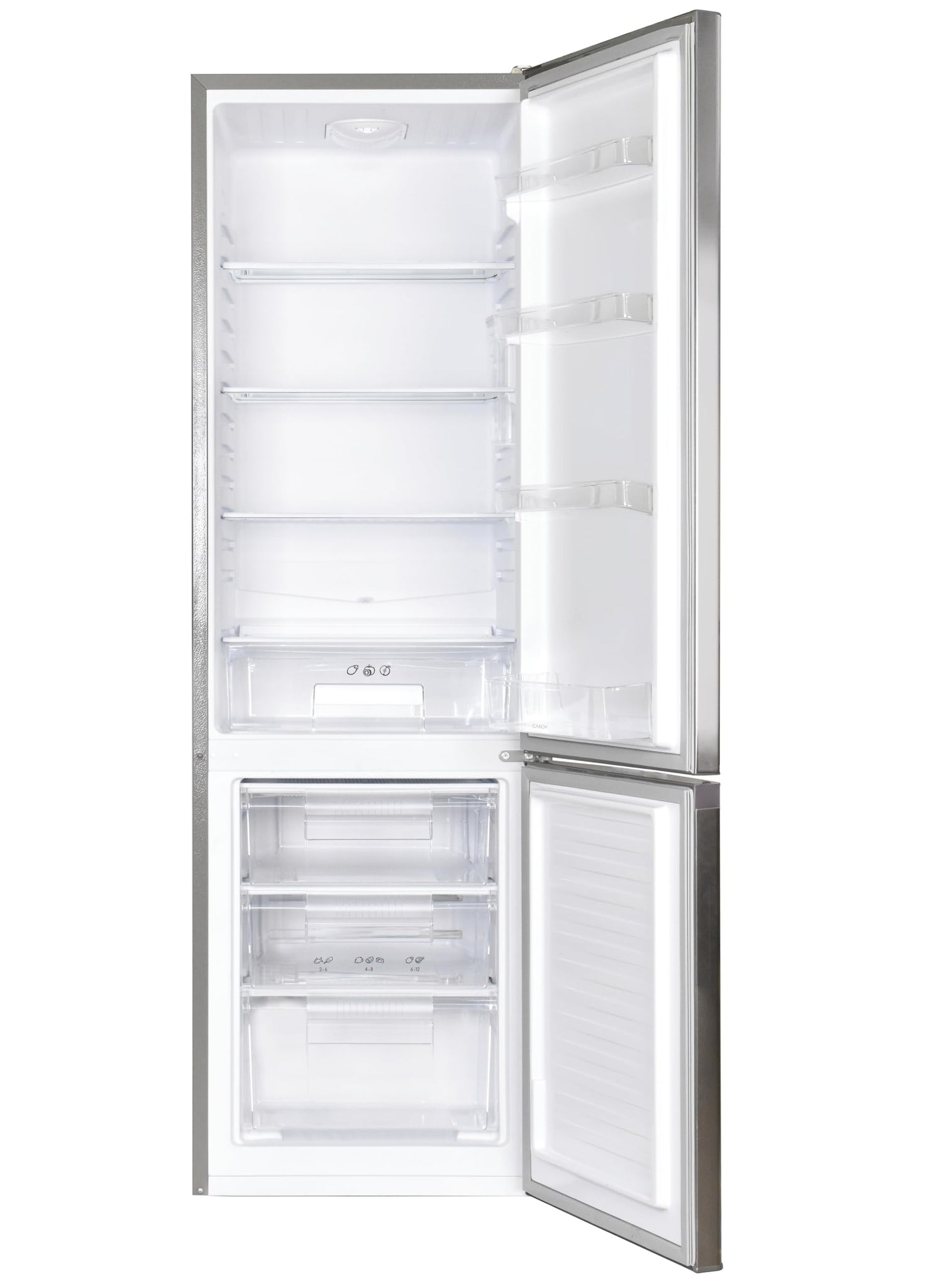 Candy CCG1S 518EX Frigorifero Combi, Larghezza 55 cm, Altezza 1,80 m, Capacità 252 L, Cassetto Verdolino, Controllo meccanico della temperatura, Illuminazione a LED, Porta Reversibile, 41 DB, Inox