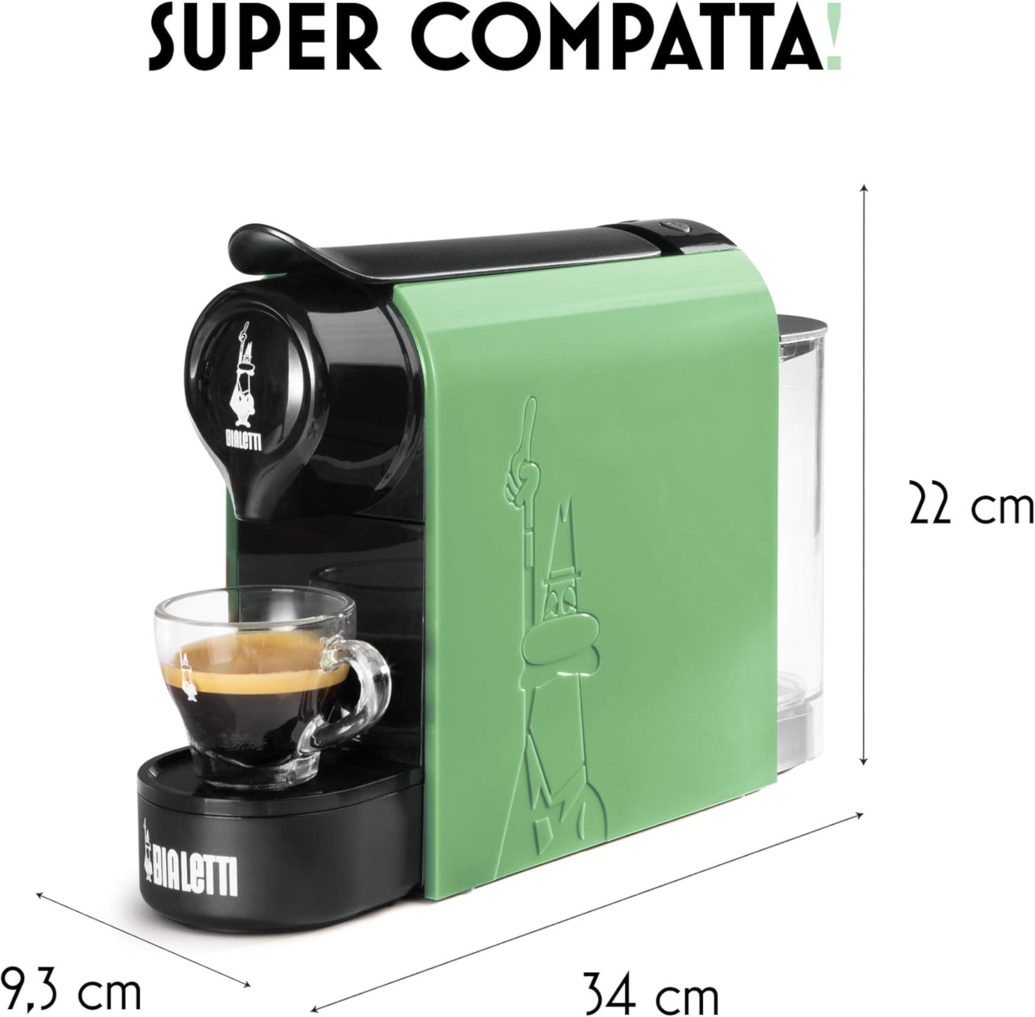 Bialetti Gioia, Macchina Caffè Espresso, Funziona esclusivamente con Capsule Bialetti, Verde Mint