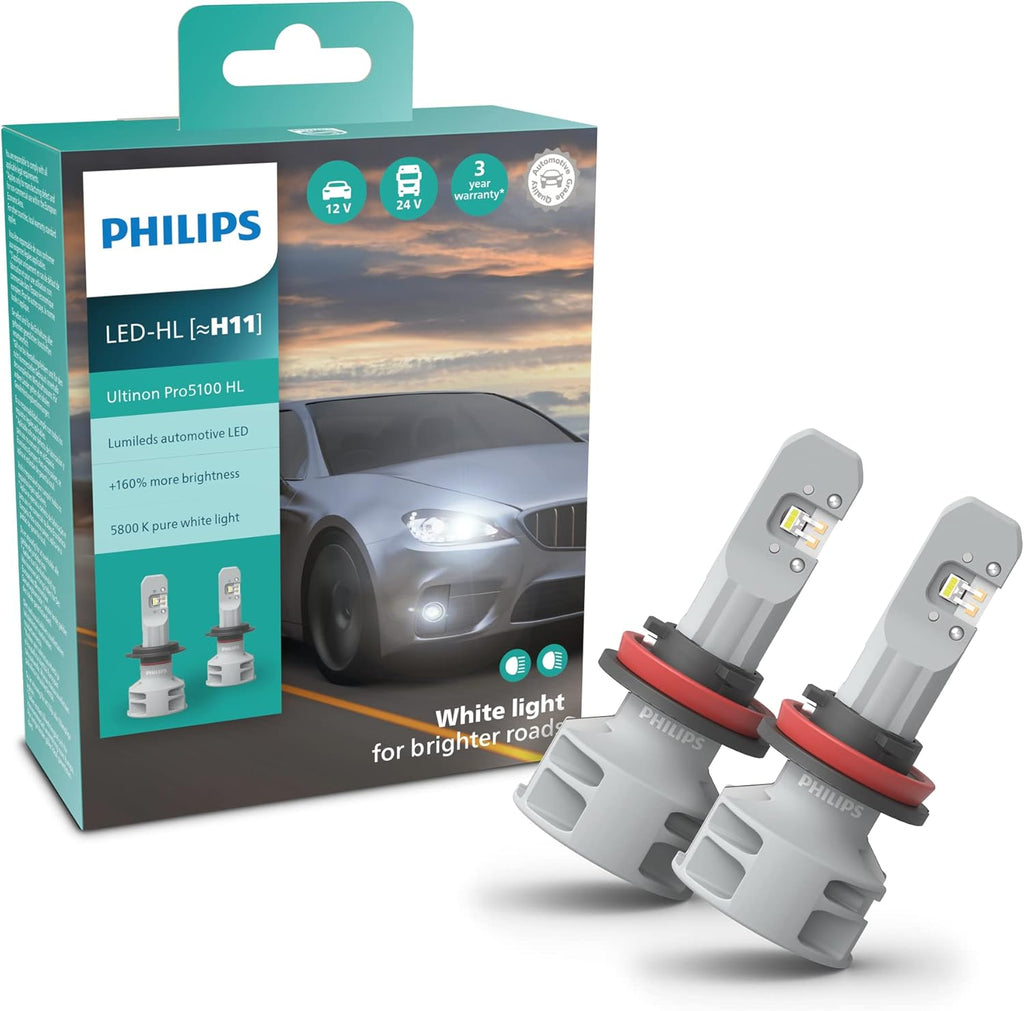 Philips Ultinon Pro5100 LED lampadina fari auto (H11), +160%, 5.800K, set di 2