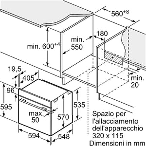 Bosch Elettrodomestici - Forno Da Incasso Bosch Per Cottura A Vapore Serie 6 Forno Con Vapore Da Incasso Elettrico 60 X 60 Cm In Acciaio HRA5380S1 Classe Energetica A. Elegante E Silenzioso