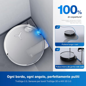 ECOVACS DEEBOT X8 OMNI Robot Aspirapolvere Lavapavimenti con Stazione Auto-Pulente, 18000Pa, Spazzola OZMO ROLLER Auto-Lavaggio Mocio Istantaneo con Acqua Calda a 75℃, Asciugatura Aria Calda, Bianco