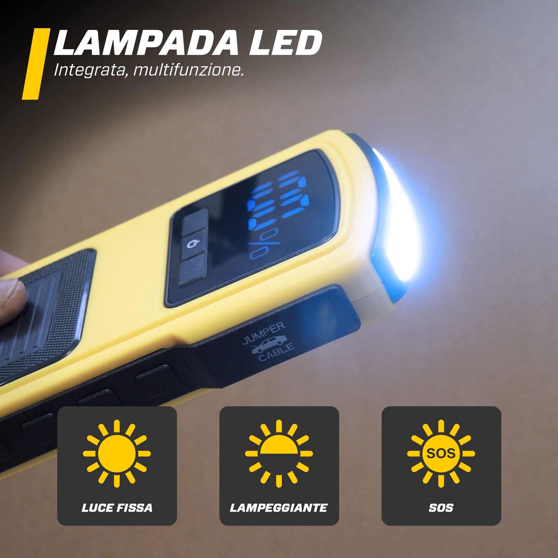 MAXTOOLS JSL400 Avviamento d’Emergenza Professionale per Automobile 2400 A per Veicoli Diesel e a Benzina di Grandi Dimensioni, Potente e Sicuro a 12 V, Batteria al Litio Esterna con USB