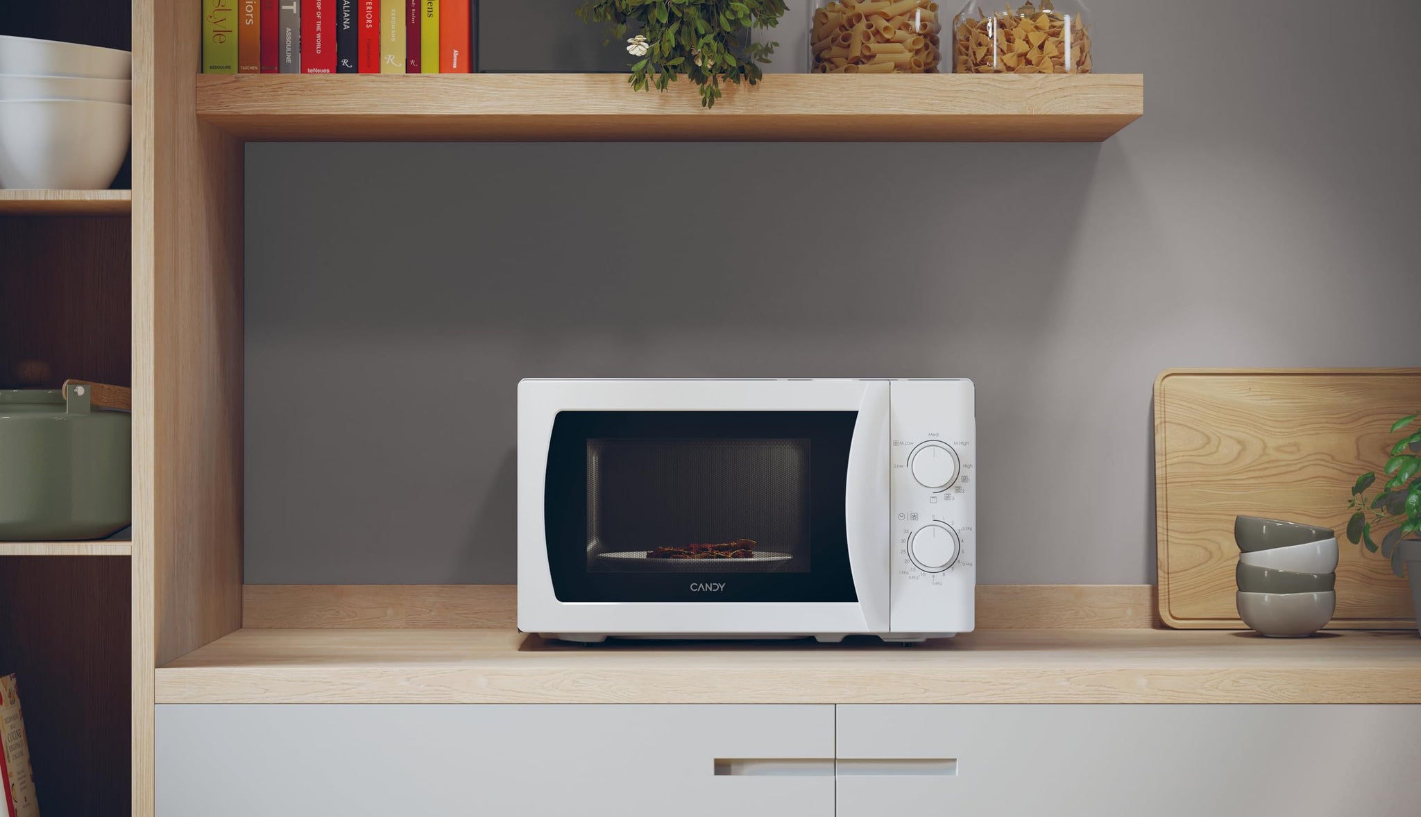 Candy Idea Forno a Microonde con Grill, 20 Litri, 700W, 5 Livelli di Potenza, Programma Defrost, Timer e Segnale di Fine Cottura, Libera Installazione, 43,95 x 35,75 x 25,82 cm, Bianco - CMG20SMW