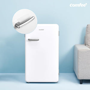 COMFEE' RCD93WH2RT(E) Frigorifero piccolo 93 L, Design retrò, Mini frigo mona porta, Controllo della temperatura, Adatto a casa, ufficio e hotel, Bianco