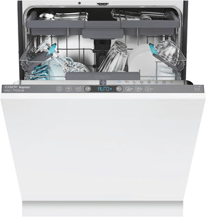 Candy Rapido' Lavastoviglie da Incasso 60 cm, 15 Coperti, 8 Programmi, Wi-Fi + BLE, App hOn, Smart Door, Partenza Ritardata 24h, Motore Inverter, Classe C, 59,7 x 55,5 x 81,8 cm, Bianca - CI 5C6F1A