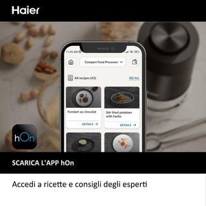 Haier Tritatutto I-Master Series 5, Elettrico 550 W, 2 Velocità, Tritaverdure, Base Antiscivolo, Ciotola in Vetro da 0,5 L, Nero [HCH5B1]