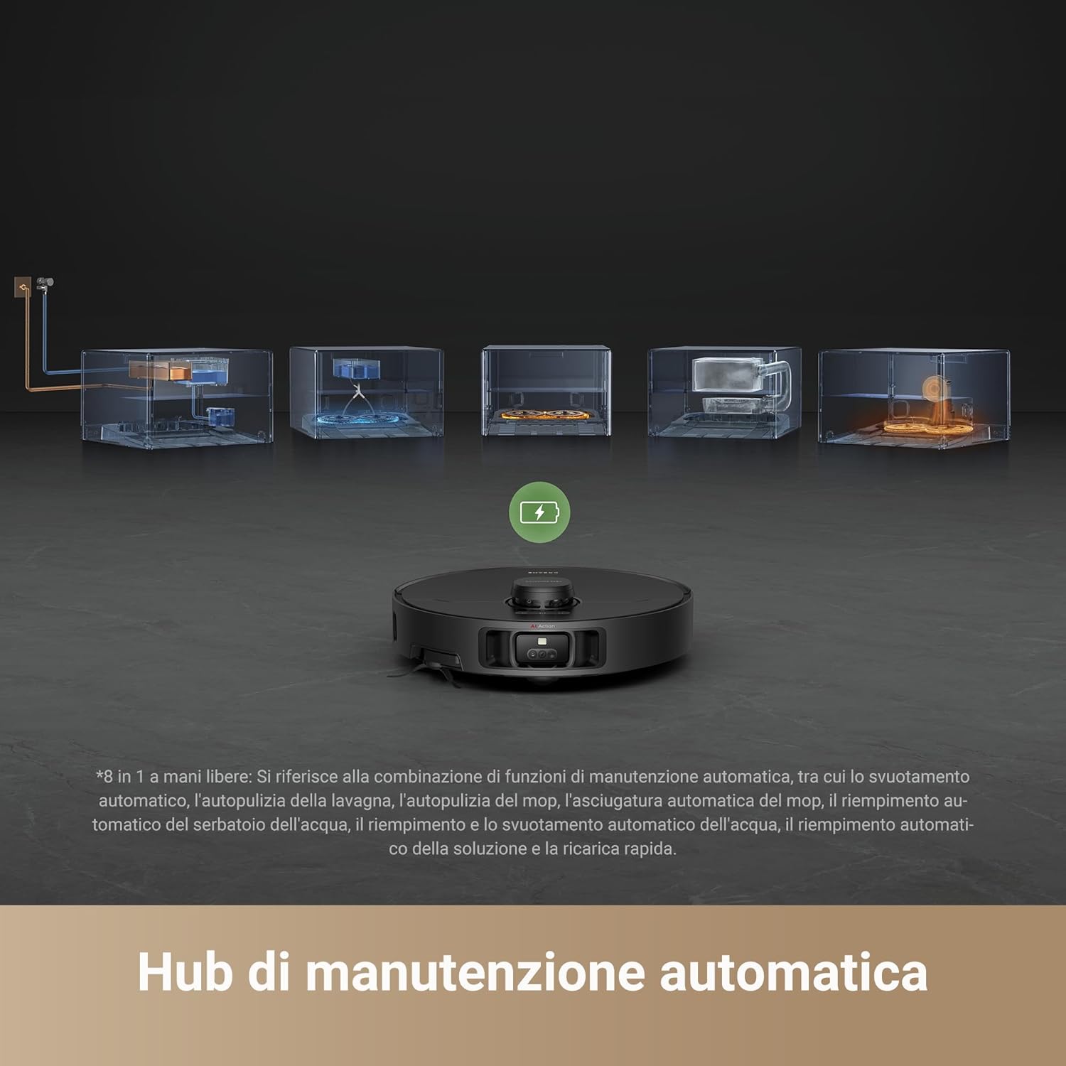 dreame X40 Master Robot Aspirapolvere con Stazione Base Compatta 8-in-1 da 28 CM, Navigazione iIntelligente, Aspirazione da 12000 Pa, Spazzola Laterale Avanzata, Compatibile con Alexa/Siri/Google Home
