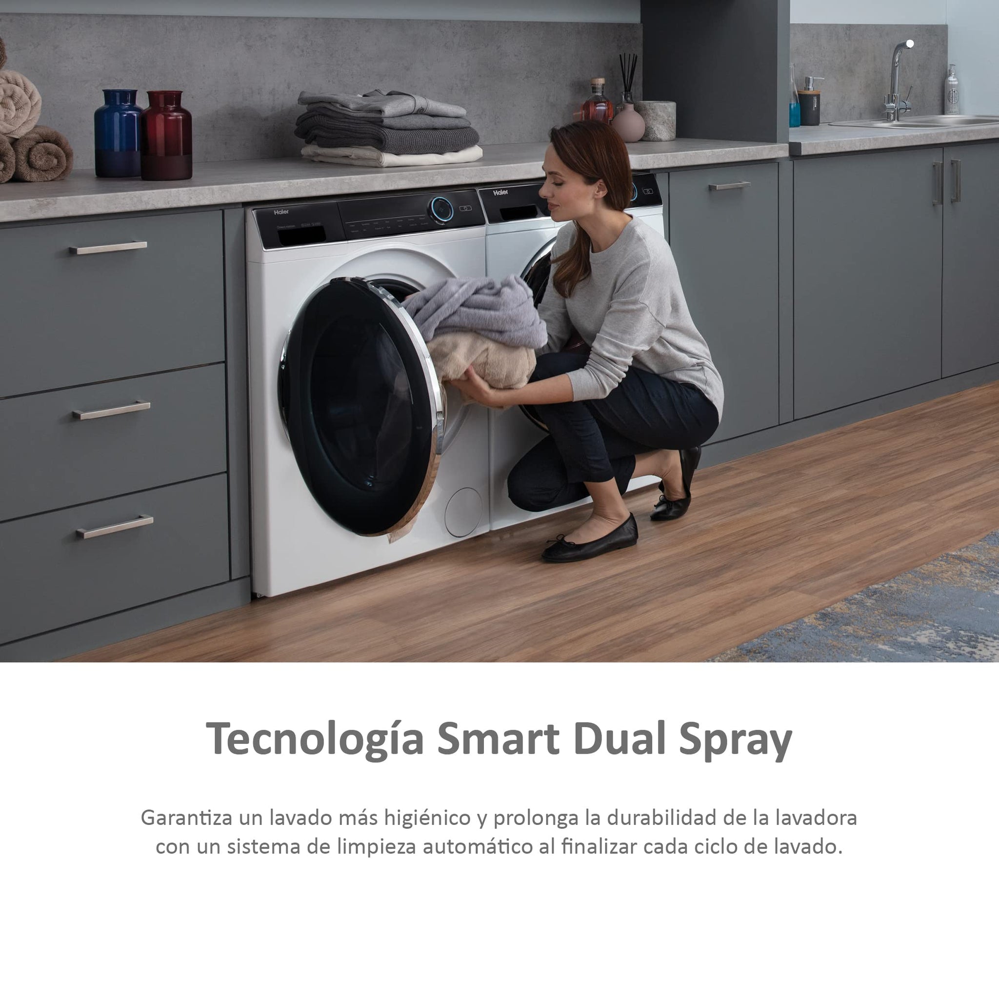 Haier I-PRO SERIES 7 - HWD100-B14979 - Lavatrice asciugatrice 10 kg + 6 kg di asciugatura, 1400 giri/min, motore Direct Motion, tamburo XXL con LED, antibatterici, i-Refresh, Antimacchia, 55 dba,