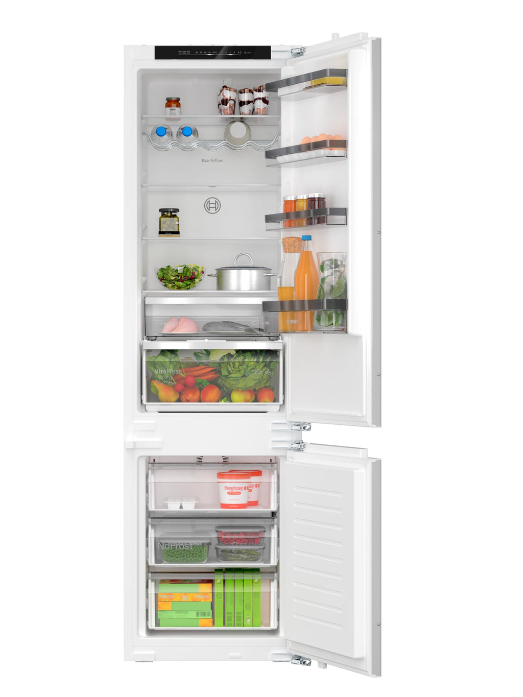 Bosch KIN96VFD0 Serie 4 - Frigorifero da incasso, nicchia da 194 x 56 cm, raffreddamento da 215 l e congelamento da 75 l, volume di raffreddamento del 12% in più, non sbrinare, inserti per porte molto