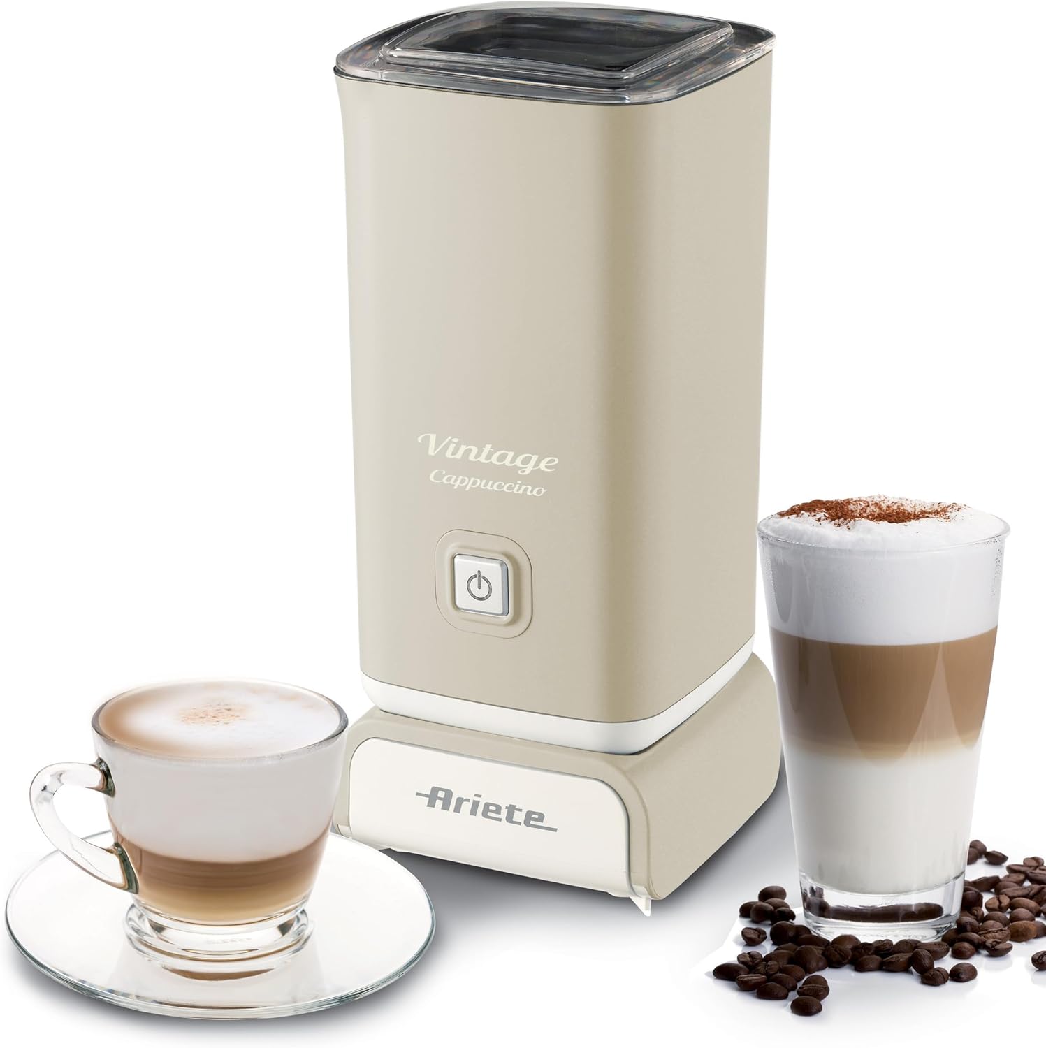 Ariete 2878 Cappuccinatore Vintage - Montalatte a caldo e a freddo - Cappuccino, cioccolata, infusi liofilizzati - 500 Watt - Beige