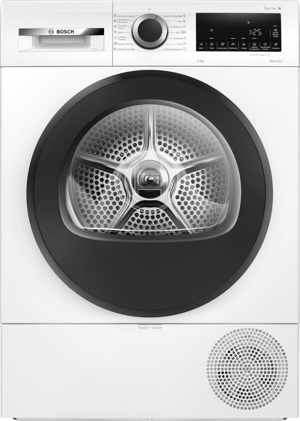 Bosch – Asciugatrice con pompa di calore, 9 kg, AutoDry, mezza carica, antirughe, bianco, WQG24200ES