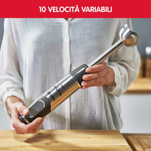 Moulinex DD6578 Quickchef 2in1 Frullatore a Immersione, 1000 W, Mixer con Tecnologia Powelix e 10 Velocità, 2 Accessori, Bicchiere 800 ml e Tritatutto 500 ml, Lame in Acciaio Inossidabile
