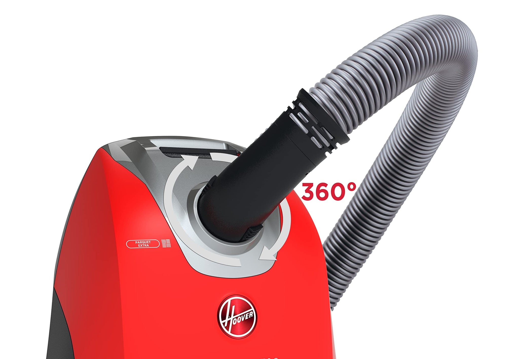 Hoover H-Energy 700 HE710HM 011 Aspirapolvere Con Sacco a Traino, con Filo 7M, 850W, Capacità Sacchetto 5l, Accessori integrati, Potenza Regolabile, Spazzola Parquet e Mobili, Rosso