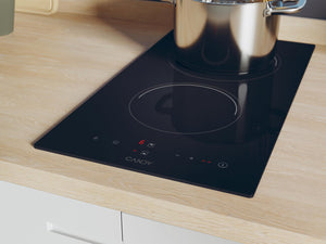 Candy CDH30 Piano Cottura, 2 Fuochi, Vetroceramica, 220-240V, Controllo Touch, Timer Elettrico, 28,8x52x5,5 cm, Nero