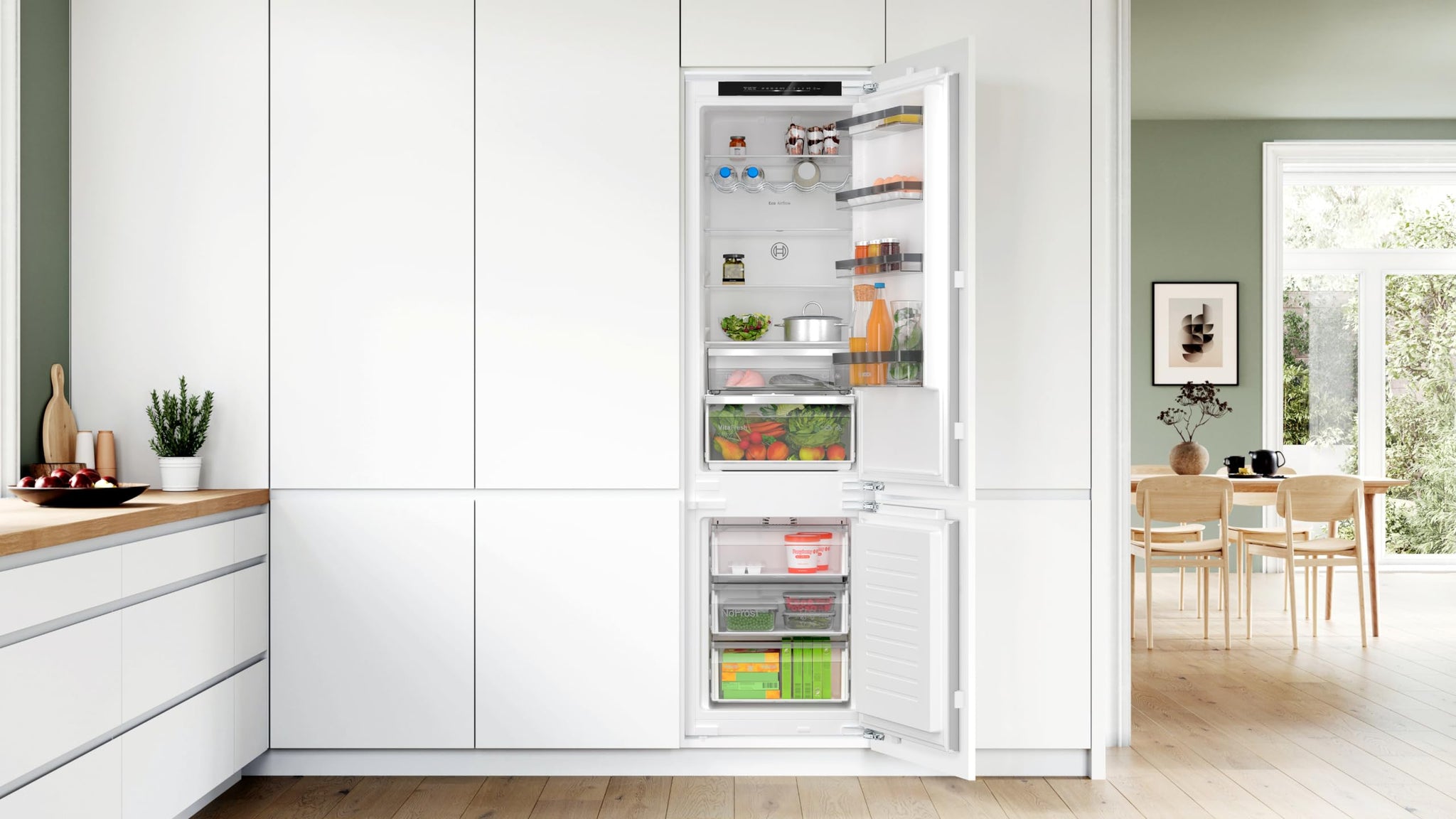Bosch KIN96VFD0 Serie 4 - Frigorifero da incasso, nicchia da 194 x 56 cm, raffreddamento da 215 l e congelamento da 75 l, volume di raffreddamento del 12% in più, non sbrinare, inserti per porte molto