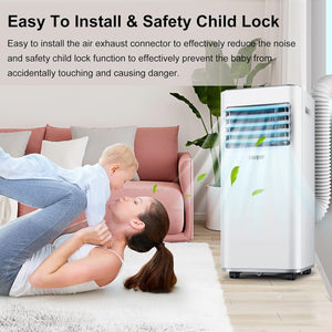 Pasapair Condizionatore Portatile,7000BTU/h,2KW,28㎡/88m³,3-in-1 Aria Climatizzatore Portatile,Raffreddamento,Ventilatore,Deumidificazione,65 Decibel Basso Rumore per Casa,LED