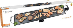 Bestron Piastra elettrica per grigliare, XXXL Plancha piastra con rivestimento antiaderente, divertimento alla griglia per un massimo di 10 persone, superficie di cottura extra-lunga, colore: nero
