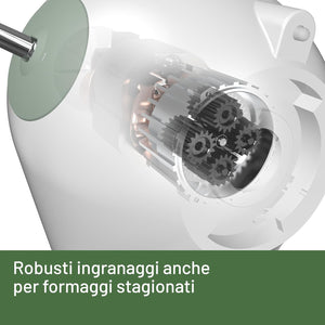 Imetec Grattugissima, Grattugia Elettrica per Formaggio, Pane e Frutta Secca, Contenitore Estraibile, Coperchio Salvafreschezza, 150 W, Rullo in Acciaio, Accessori Lavabili in Lavastoviglie