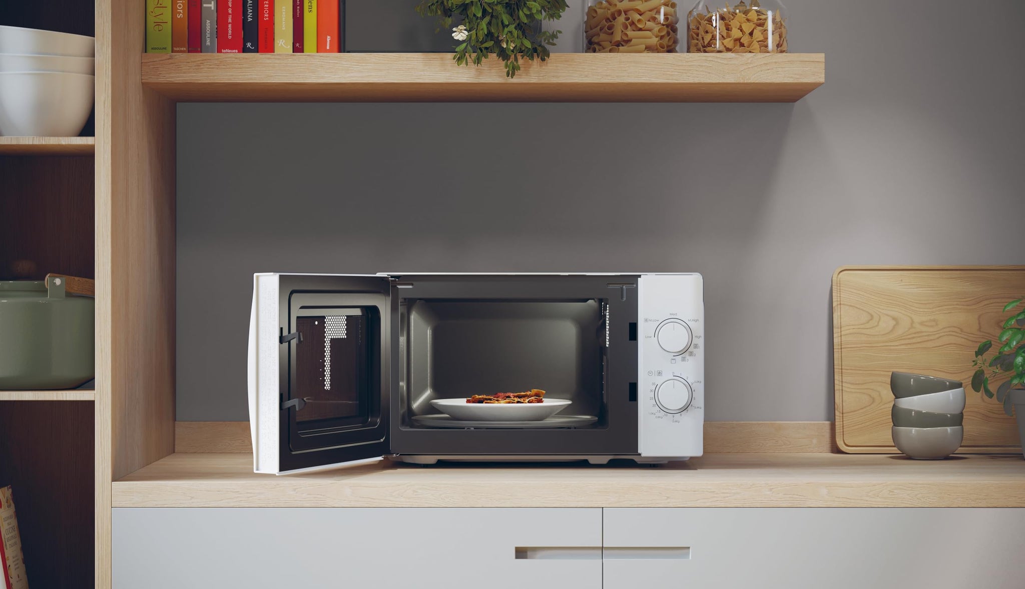 Candy Idea Forno a Microonde con Grill, 20 Litri, 700W, 5 Livelli di Potenza, Programma Defrost, Timer e Segnale di Fine Cottura, Libera Installazione, 43,95 x 35,75 x 25,82 cm, Bianco - CMG20SMW