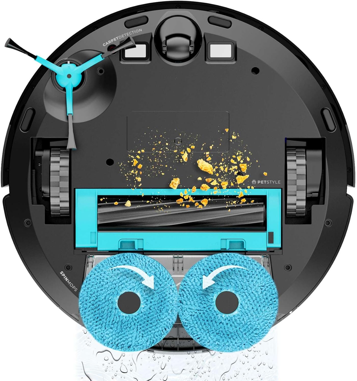 Cecotec Robot Aspirapolvere Conga 9590 Spin Revolution Ultra Power Home.Navigazione Laser, Intelligenza Artificiale, 10.000Pa, Massimo 240min Autonomia, Mopas Rotanti, Spazzola Silicone per Animali