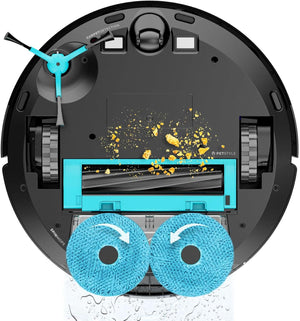 Cecotec Robot Aspirapolvere Conga 9590 Spin Revolution Ultra Power Home.Navigazione Laser, Intelligenza Artificiale, 10.000Pa, Massimo 240min Autonomia, Mopas Rotanti, Spazzola Silicone per Animali