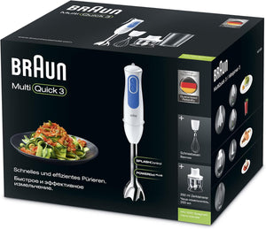 Braun MultiQuick3 MQ3025 Spaghetti, 5 ANNI DI ASSISTENZA, Minipimer Frullatore ad Immersione, Dotato di minitritatutto da 350ml, frusta a filo in acciaio inox e bicchiere graduato da 600ml, 700 watt