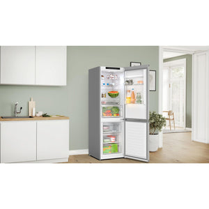 Bosch KGN362LBF, Serie 4, Frigorifero congelatore, 186 x 60 cm, 218 L refrigerante e congelatore da 103 l, effetto acciaio inossidabile, NoFrost, VitaFresh XXL per una maggiore freschezza,