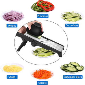 Affettatrice Mandolina per Verdure Professionale - Affetta Verdure con Guanti di Sicurezza, Fare Fette Spesse da 1 a 9 mm, Taglia Verdure Manuale, Julienne Tagliaverdure per Frutta e Verdura