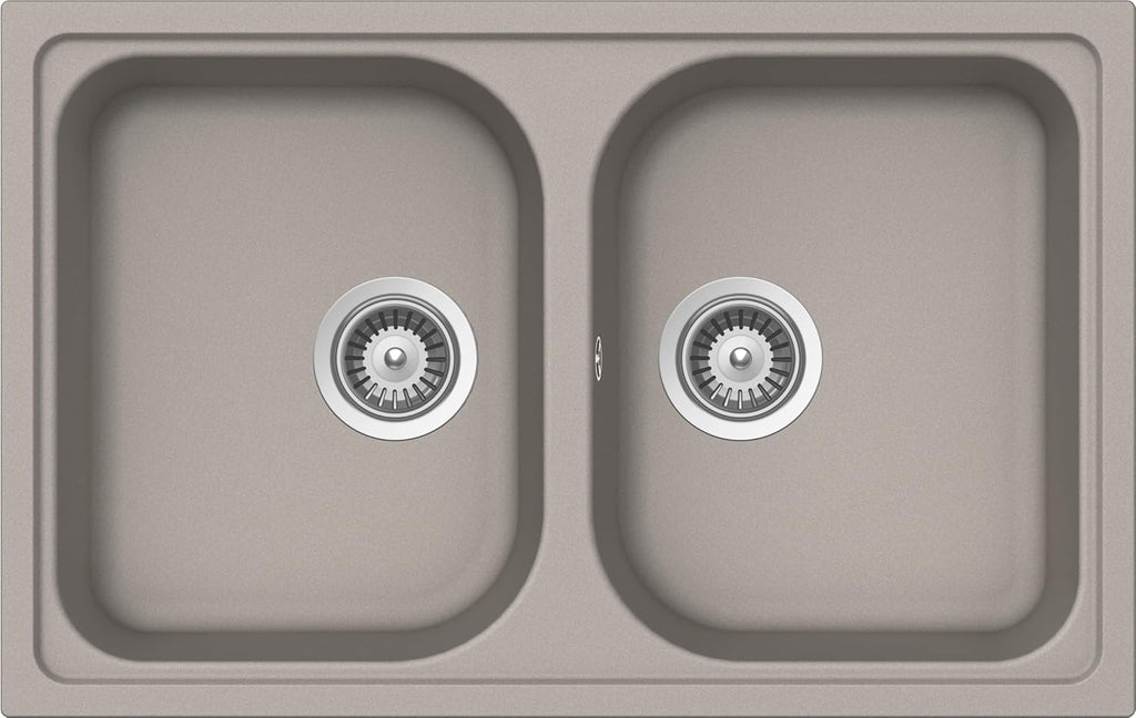 SCHOCK | Lavello Cucina Lithos N200S 2 Vasche Small, Materiale Cristalite®, Grigio Tortora, 790x500mm