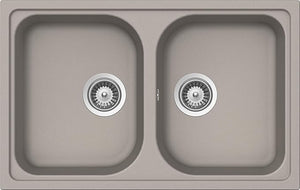 SCHOCK | Lavello Cucina Lithos N200S 2 Vasche Small, Materiale Cristalite®, Grigio Tortora, 790x500mm