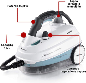 Ariete 4146 XVapor Deluxe - Pulitore a Vapore Mobile, 5 bar, Vano Portaccessori Integrato, Autonomia fino a 55', Cavo 6 m, 1500W, Bianco