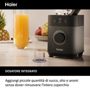 Haier Frullatore I-Master Serie 5, Funzione Ice Crush, Smoothie, 5 velocità variabili, pulizia automatica, caraffa in vetro da 1,7 L, Personal Jug 0,6 1200 W [Nero]