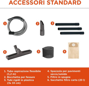BLACK+DECKER Aspiratore Solidi e Liquidi BXVC20PE (1200 W, 20 l)