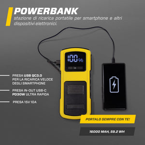 MAXTOOLS JSL400 Avviamento d’Emergenza Professionale per Automobile 2400 A per Veicoli Diesel e a Benzina di Grandi Dimensioni, Potente e Sicuro a 12 V, Batteria al Litio Esterna con USB