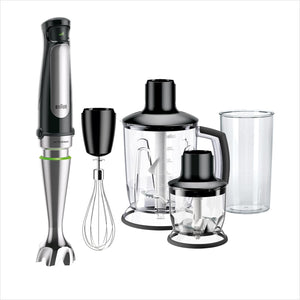 Braun MQ7045X MultiQuick7 Minipimer con 5 ANNI DI ASSISTENZA, Frullatore ad Immersione dotato di Tritaghiaccio/Tritatutto 1,25L, frusta a filo, Mini-Tritatutto 350ml, bicchiere graduato 600ml, 1000W