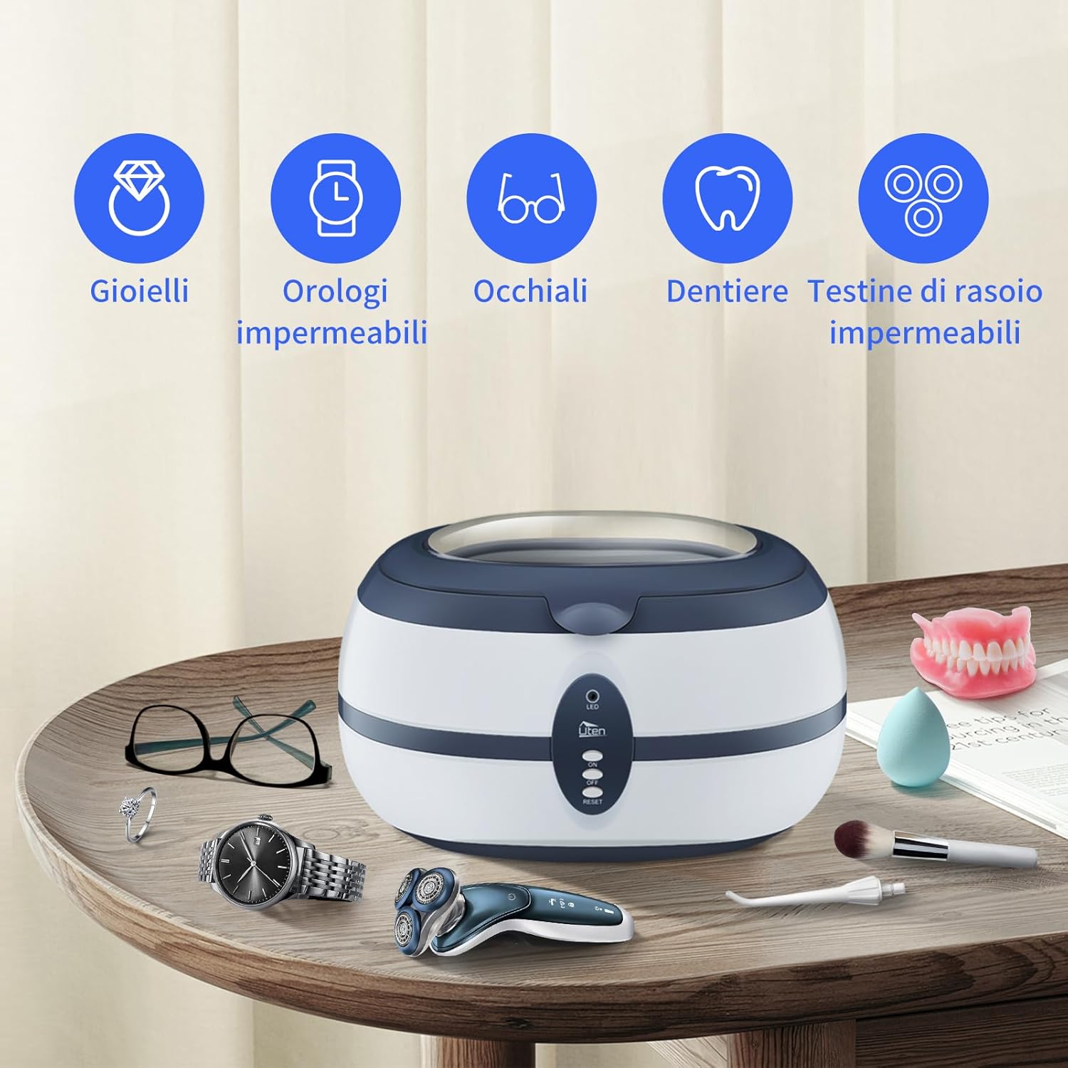 Uten Pulitore a ultrasuoni 600 ml Dispositivo di Pulizia ad ultrasuoni Digital Ultrasonic Cleaner per Occhiali Gioielli Orologi 40.000 Hz 35 W