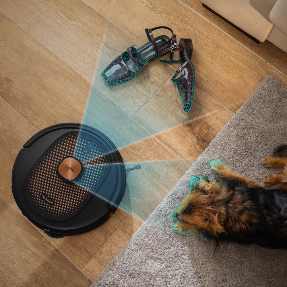 Cecotec Robot Aspirapolvere Conga 9590 Spin Revolution Ultra Power Home.Navigazione Laser, Intelligenza Artificiale, 10.000Pa, Massimo 240min Autonomia, Mopas Rotanti, Spazzola Silicone per Animali