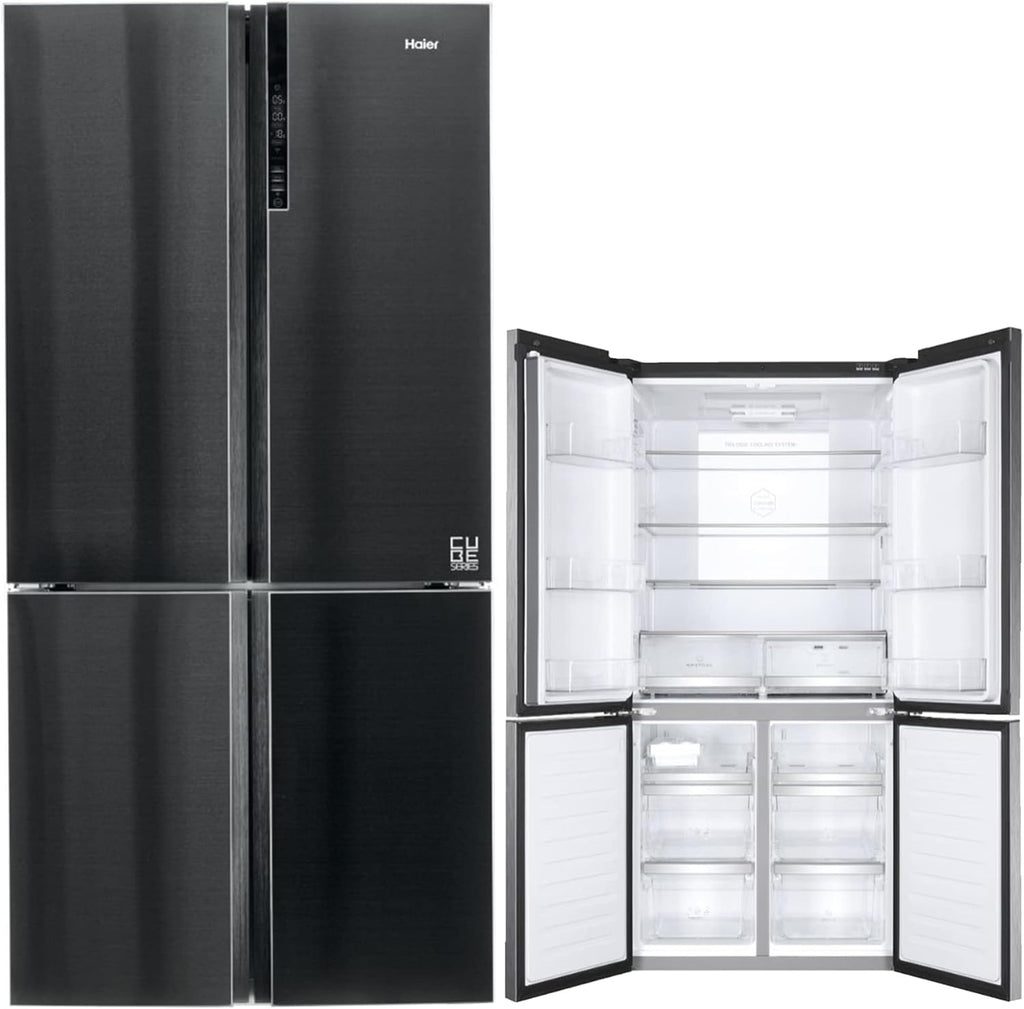Haier HTF-610DSN7, Frigorifero Cube 4 Porte,Iconic Black, Libera installazione, ABT luce UV antibatterica