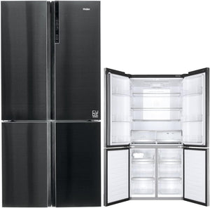 Haier HTF-610DSN7, Frigorifero Cube 4 Porte,Iconic Black, Libera installazione, ABT luce UV antibatterica