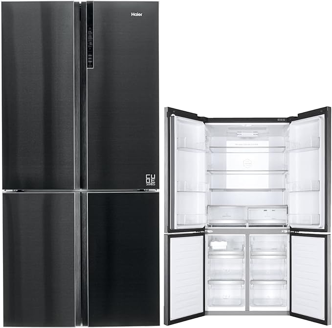 Haier HTF-610DSN7, Frigorifero Cube 4 Porte,Iconic Black, Libera installazione, ABT luce UV antibatterica