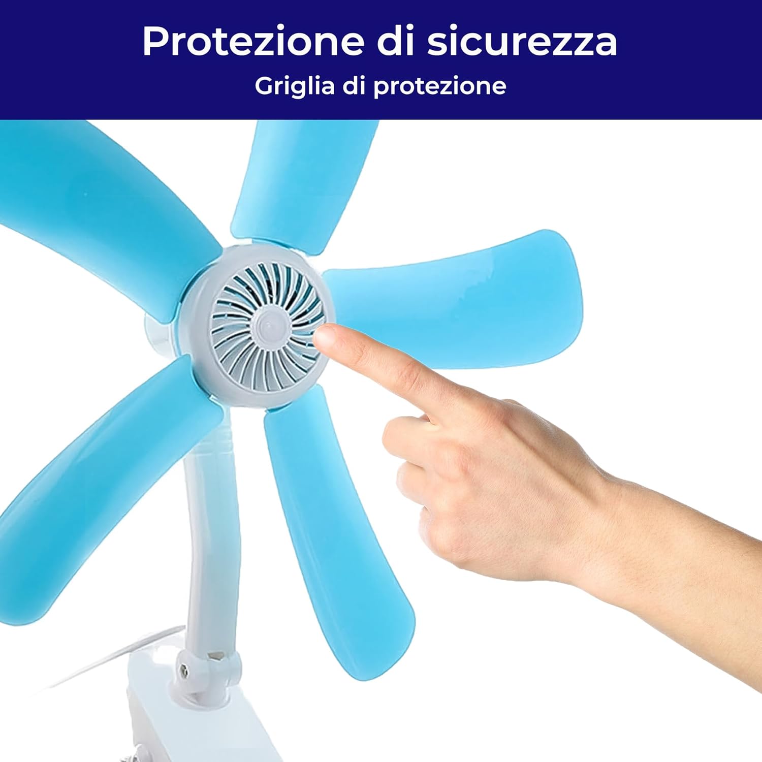 AntDau71® - Piccolo Ventilatore elettrico con Pinza e Doppio Snodo dotato di 5 Pale per Tavolo Scrivania Casa Letto Ufficio