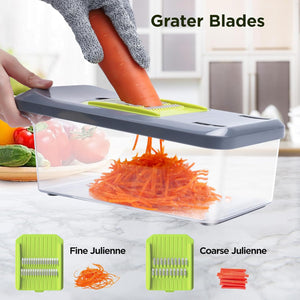 Affettatrice Mandolina per Verdure Multifunzione Tagliaverdure - Taglia Verdure Manuale con 6 Lame, Frutta Cipolla Patate Cubetti Julienne, Mandolina per Verdure Regolabile