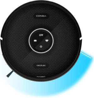 Cecotec Robot aspirador de pó e esfregona Conga 14090 Twice Roller Home and Fill, base de auto-esvaziamento de pó e água, navegação a laser, 8000 Pa, esfrega, aplicativo e conexão Bluetooth e WiFi 2,4