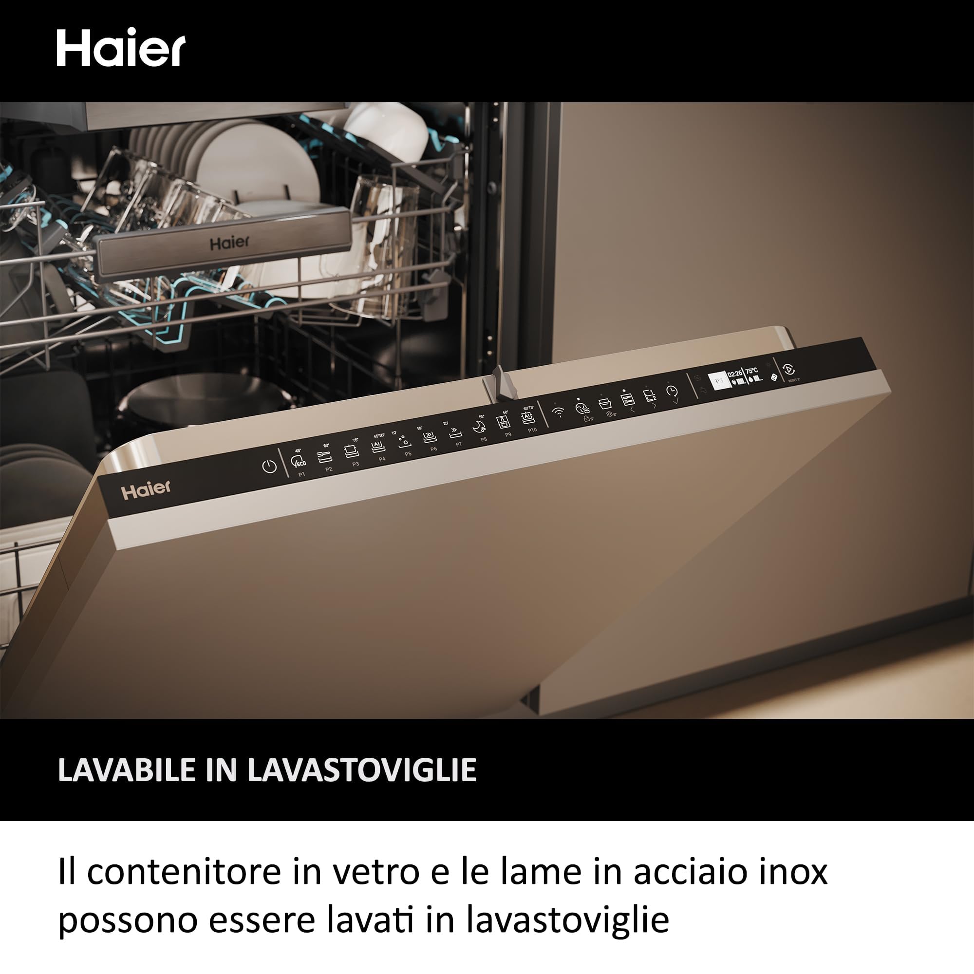 Haier Tritatutto I-Master Series 5, Elettrico 550 W, 2 Velocità, Tritaverdure, Base Antiscivolo, Ciotola in Vetro da 0,5 L, Nero [HCH5B1]