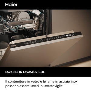 Haier Tritatutto I-Master Series 5, Elettrico 550 W, 2 Velocità, Tritaverdure, Base Antiscivolo, Ciotola in Vetro da 0,5 L, Nero [HCH5B1]
