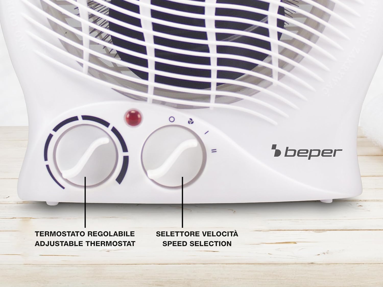 BEPER P203TER201 Termoventilatore da Bagno con Termostato Regolabile - Scaldino Elettrico Bagno Basso Consumo, 2000W