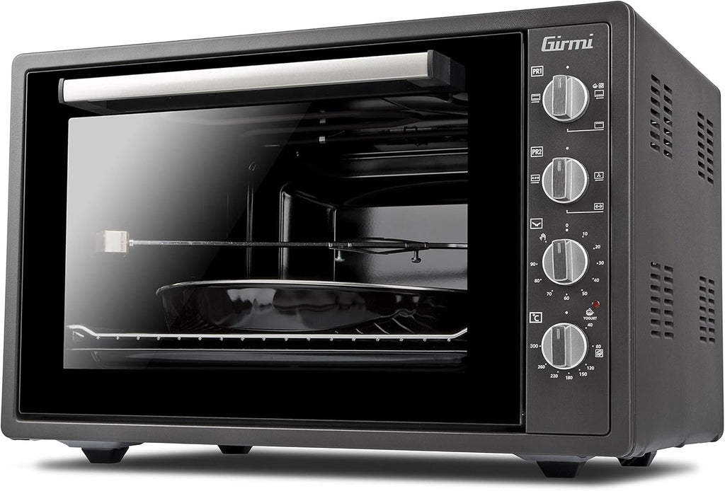 Girmi FE4500 Forno Elettrico Ventilato, 1400 W, 45 Litri, Timer 90 min, Termostato Regolabile, Funzioni Cottura Base, Grill, Combinata, Accesori Inclusi, Grigio Antracite