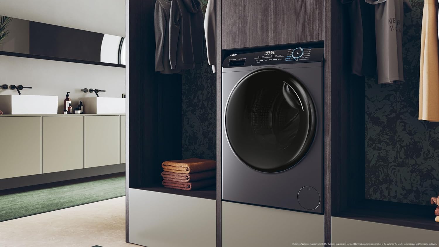 Haier I-Pro Serie 3, Lavasciuga 8+5 KG, Libera Installazione, Classe A, 1400 giri, Vapore, Sensori di Peso, Partenza Programmabile, AxLxP 85x60x62 cm, Antracite- HWD80-B14939S8-S