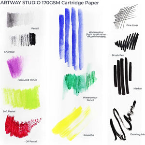 Artway Studio - A1 Carta in cartuccia per disegno - Ideale per applicazioni artistiche a secco - 170gsm - A1 (100 fogli)